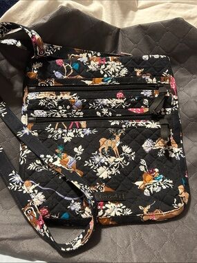 Vera Bradley Black Quilted Floral & Deer Crossbody